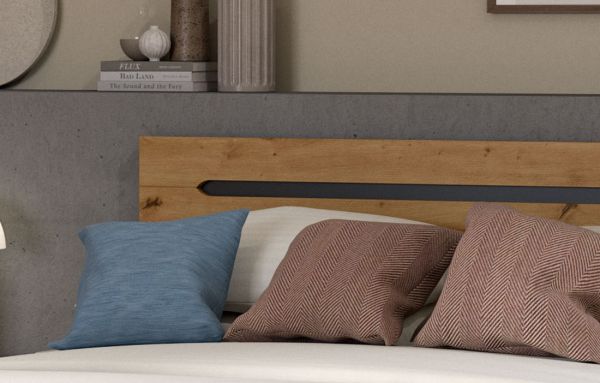 Bett Cooper in Artisan Eiche und grau Stauraumbett mit 3 x Bettschubkasten Liegefl�che 180 x 200 cm