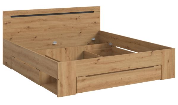 Bett Cooper in Artisan Eiche und grau Stauraumbett mit 3 x Bettschubkasten Liegefl�che 180 x 200 cm
