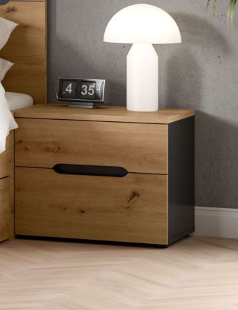 Nachttisch Set Cooper in Artisan Eiche und grau 2 x Nachtkommode