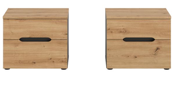 Nachttisch Set Cooper in Artisan Eiche und grau 2 x Nachtkommode