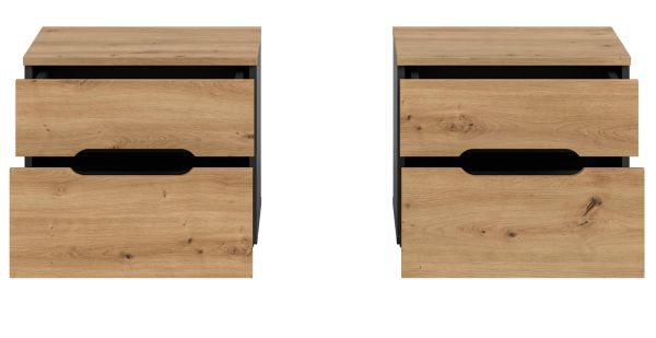 Nachttisch Set Cooper in Artisan Eiche und grau 2 x Nachtkommode