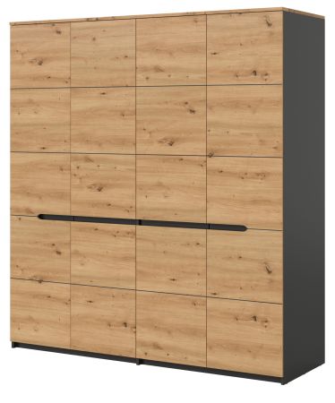 Kleiderschrank Cooper in Artisan Eiche und grau Dreht�renschrank 4-t�rig 180 cm, Soft-Close