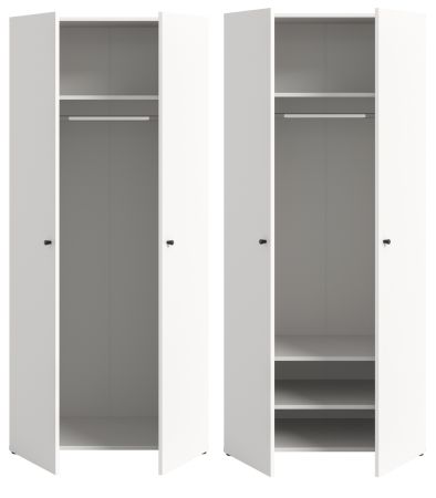 Kleiderschrank Carter in wei� Dreht�renschrank 2-t�rig 80 x 176 cm