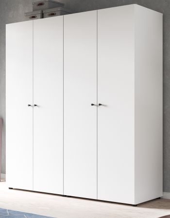 Kleiderschrank Carter in wei� Dreht�renschrank 4-t�rig 160 x 176 cm