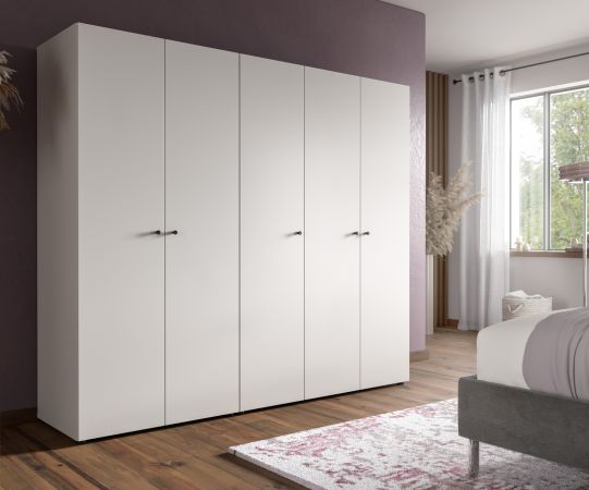 Kleiderschrank Carter in wei� Dreht�renschrank 5-t�rig 200 x 176 cm
