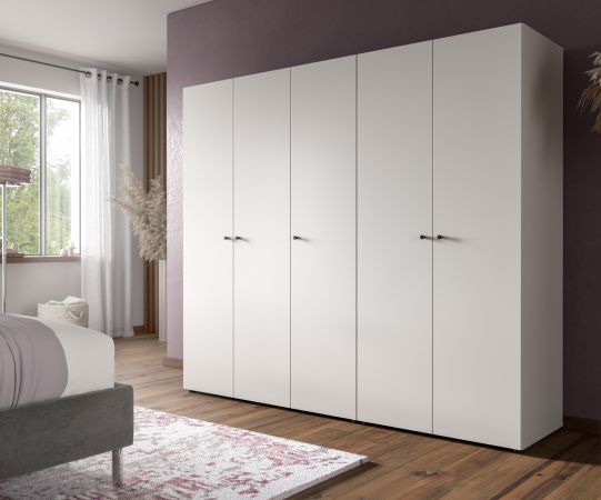 Kleiderschrank Carter in wei� Dreht�renschrank 5-t�rig 200 x 176 cm