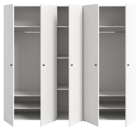 Kleiderschrank Carter in wei� Dreht�renschrank 5-t�rig 200 x 176 cm