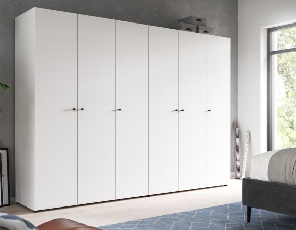 Kleiderschrank Carter in wei� Dreht�renschrank 6-t�rig 240 x 176 cm