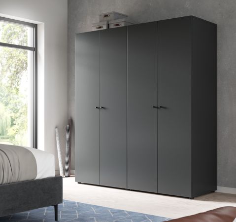 Kleiderschrank Carter in grau Dreht�renschrank 4-t�rig 160 x 176 cm