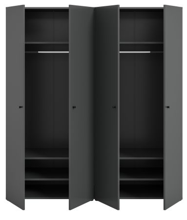 Kleiderschrank Carter in grau Dreht�renschrank 4-t�rig 160 x 176 cm