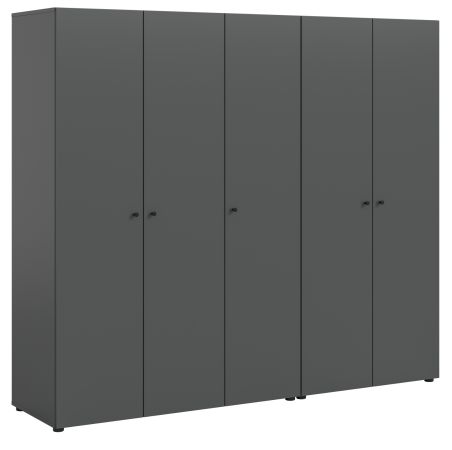 Kleiderschrank Carter in grau Dreht�renschrank 5-t�rig 200 x 176 cm