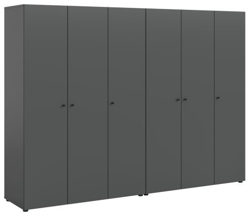 Kleiderschrank Carter in grau Dreht�renschrank 6-t�rig 240 x 176 cm
