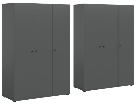 Kleiderschrank Carter in grau Dreht�renschrank 6-t�rig 240 x 176 cm