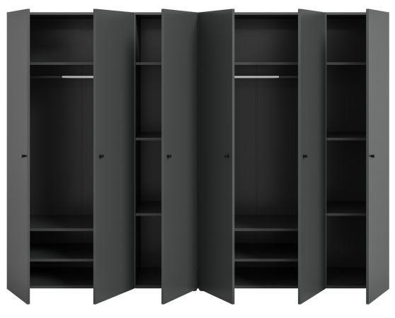 Kleiderschrank Carter in grau Dreht�renschrank 6-t�rig 240 x 176 cm