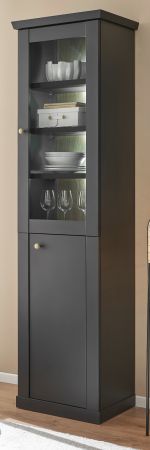 Vitrine Filmore in Schwarz matt und Eiche Landhaus 55 x 200 cm, Soft-Close