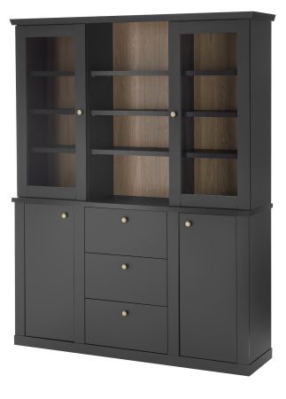 Buffet Filmore in Schwarz matt und Eiche Landhaus 158 x 201 cm, Soft-Close