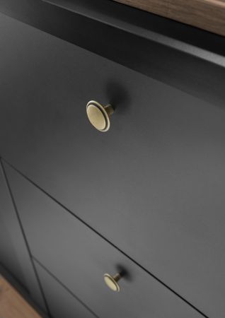 Highboard Filmore in Schwarz matt und Eiche Landhaus 129 x 117 cm, Soft-Close