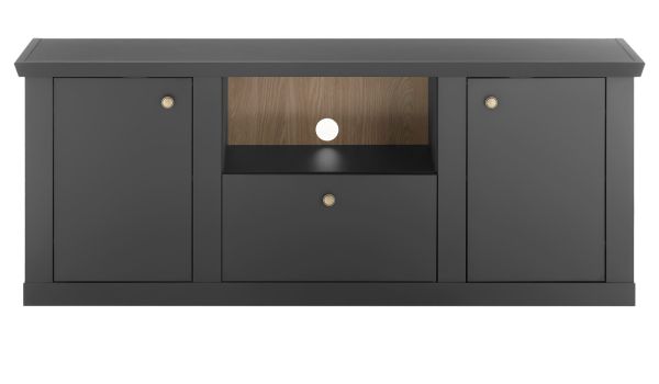 TV-Lowboard Filmore in Schwarz matt und Eiche Landhaus 158 x 62 cm, Soft-Close und Komforth�he