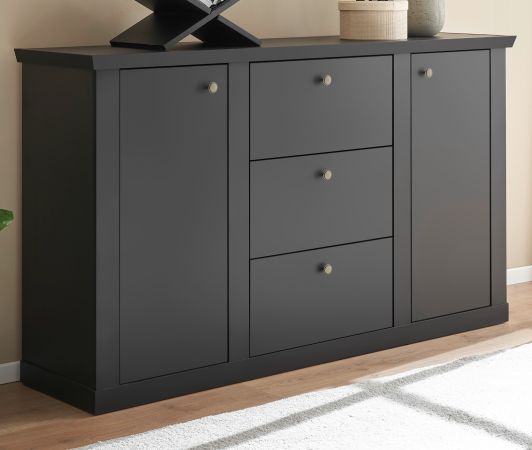 Sideboard Filmore in Schwarz matt Landhaus 158 x 92 cm, Soft-Close