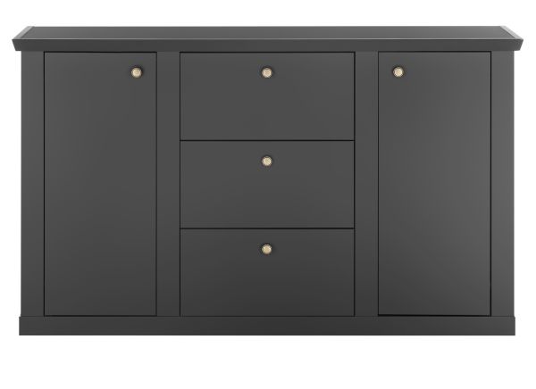 Sideboard Filmore in Schwarz matt Landhaus 158 x 92 cm, Soft-Close