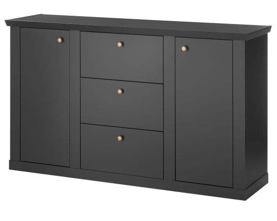 Sideboard Filmore in Schwarz matt Landhaus 158 x 92 cm, Soft-Close