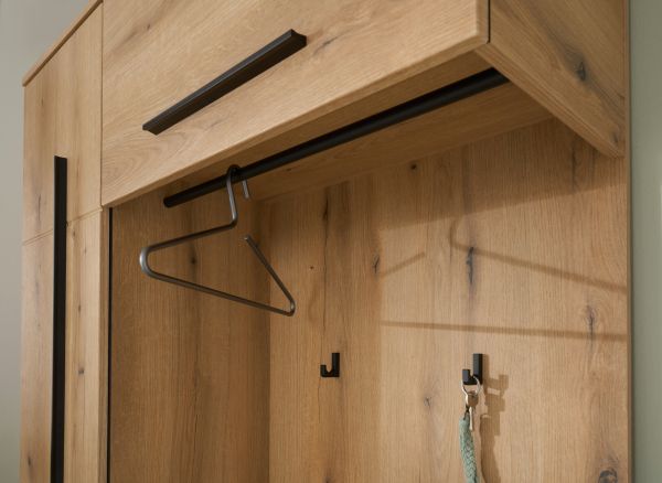 Kompaktgarderobe Design-D in Evoke Eiche 111 x 200 cm