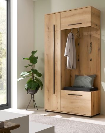 Kompaktgarderobe Design-D in Evoke Eiche 111 x 200 cm