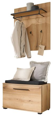 Garderobe Set 3-teilig Design-D in Evoke Eiche 80 x 200 cm