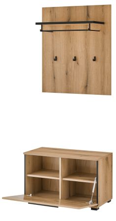 Garderobe Set 3-teilig Design-D in Evoke Eiche 80 x 200 cm