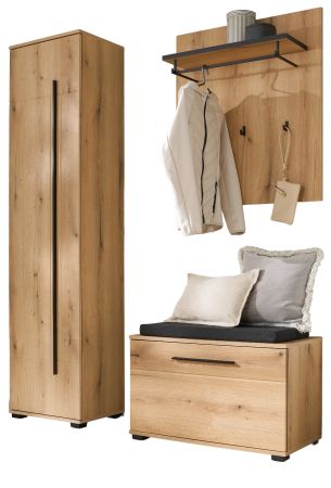Garderobe Set 4-teilig Design-D in Evoke Eiche 140 x 200 cm
