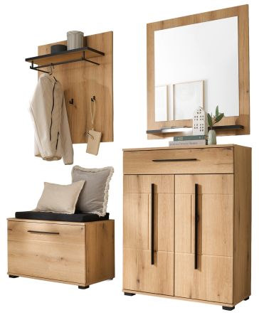 Garderobe Set 5-teilig Design-D in Evoke Eiche 170 x 200 cm, Soft-Close