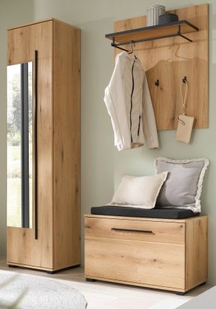 Garderobe Set 4-teilig Design-D in Evoke Eiche 140 x 200 cm