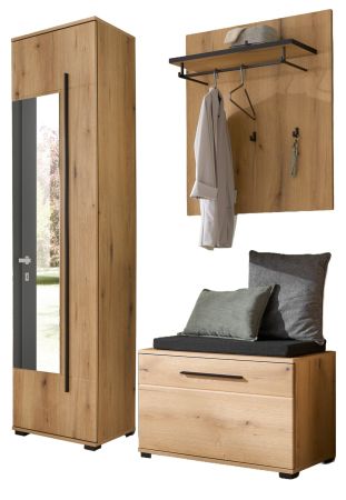 Garderobe Set 4-teilig Design-D in Evoke Eiche 140 x 200 cm