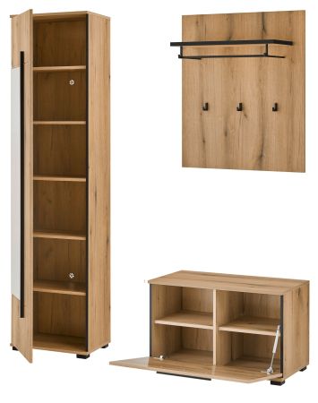 Garderobe Set 4-teilig Design-D in Evoke Eiche 140 x 200 cm