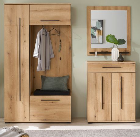 Garderobe Set 4-teilig Design-D in Evoke Eiche 200 x 200 cm