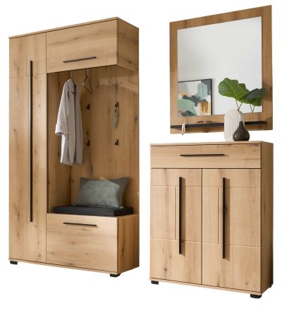 Garderobe Set 4-teilig Design-D in Evoke Eiche 200 x 200 cm