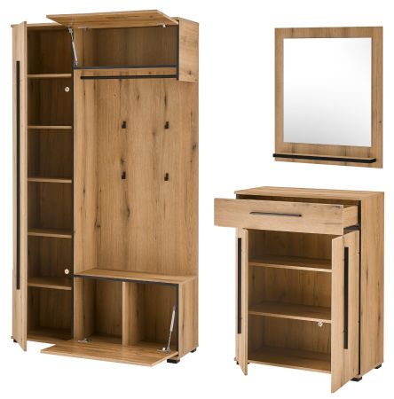 Garderobe Set 4-teilig Design-D in Evoke Eiche 200 x 200 cm