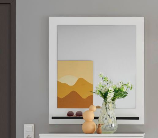 Garderobenspiegel mit Ablage Design-D in wei� 79 x 89 cm