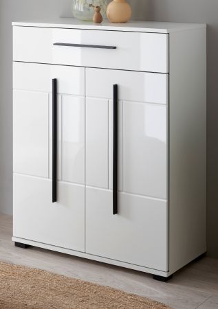Schuhschrank Design-D in wei� Hochglanz 80 x 103 cm