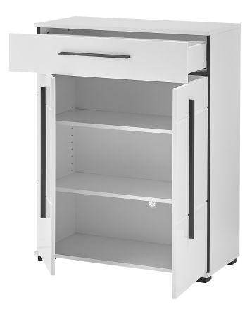 Schuhschrank Design-D in wei� Hochglanz 80 x 103 cm