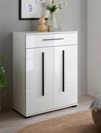 Schuhschrank Design-D in wei� Hochglanz 80 x 103 cm