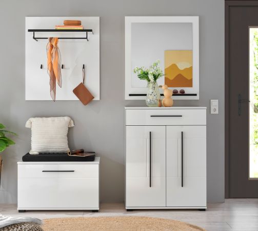 Schuhschrank Design-D in wei� Hochglanz 80 x 103 cm