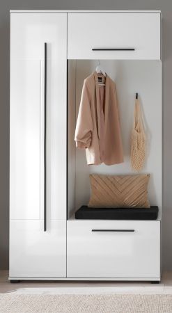 Kompaktgarderobe Design-D in wei� Hochglanz 111 x 200 cm