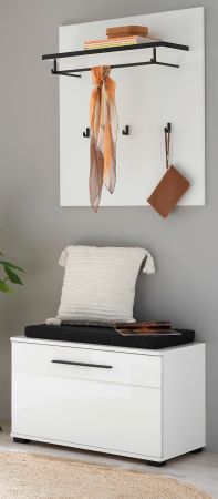 Garderobe Set 3-teilig Design-D in wei� Hochglanz 80 x 200 cm