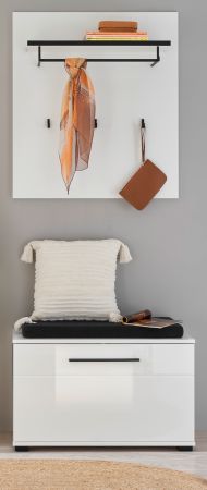 Garderobe Set 3-teilig Design-D in wei� Hochglanz 80 x 200 cm
