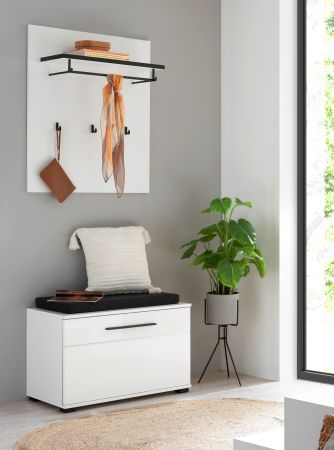 Garderobe Set 3-teilig Design-D in wei� Hochglanz 80 x 200 cm