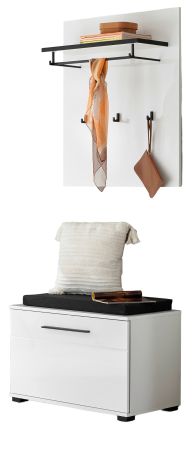 Garderobe Set 3-teilig Design-D in wei� Hochglanz 80 x 200 cm