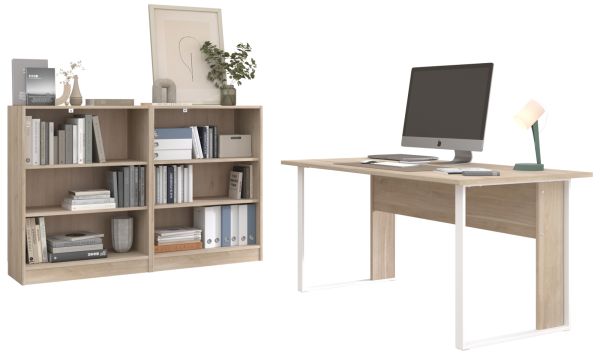 B�rom�bel Set StartUP in Eiche und wei� mit Schreibtisch und 2 x Regal f�r Homeoffice