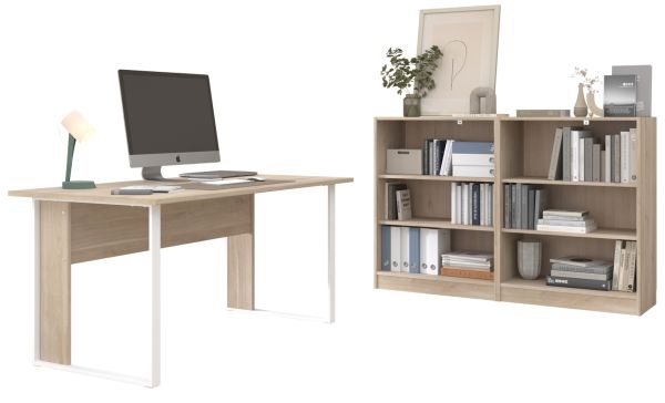 B�rom�bel Set StartUP in Eiche und wei� mit Schreibtisch und 2 x Regal f�r Homeoffice