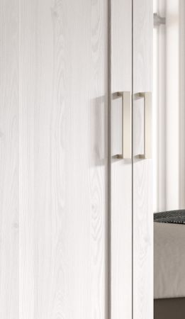 Kleiderschrank mit Spiegel Marina in wei� L�rche und Eiche Artisan Landhaus Dreht�renschrank 3-t�rig 124 x 185 cm